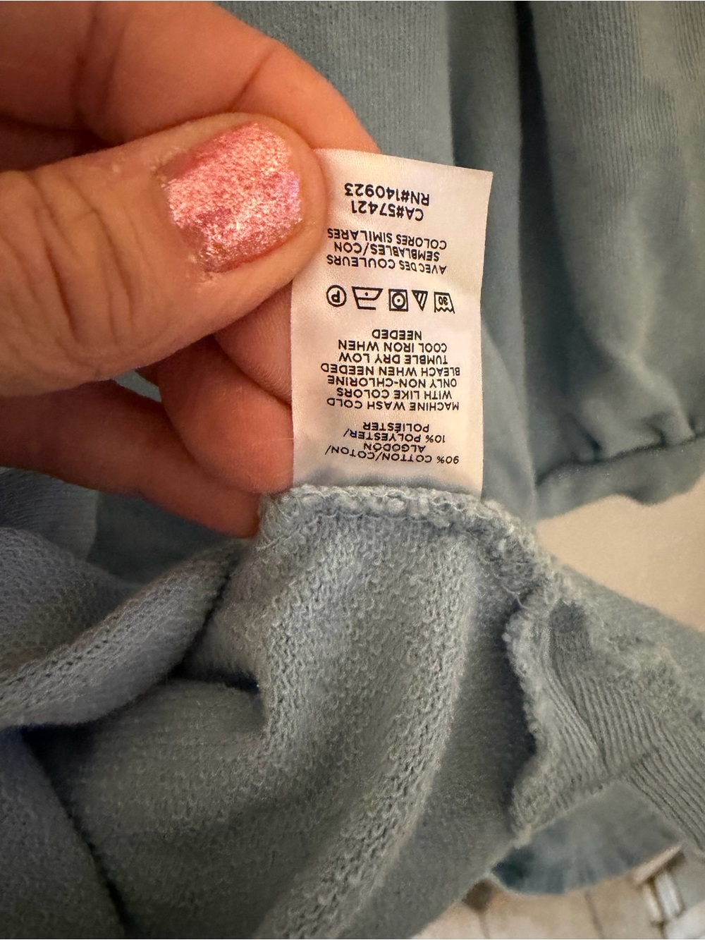 LOFT Light Blue Puff-Sleeve Hoodie Top - Picture 4 of 4